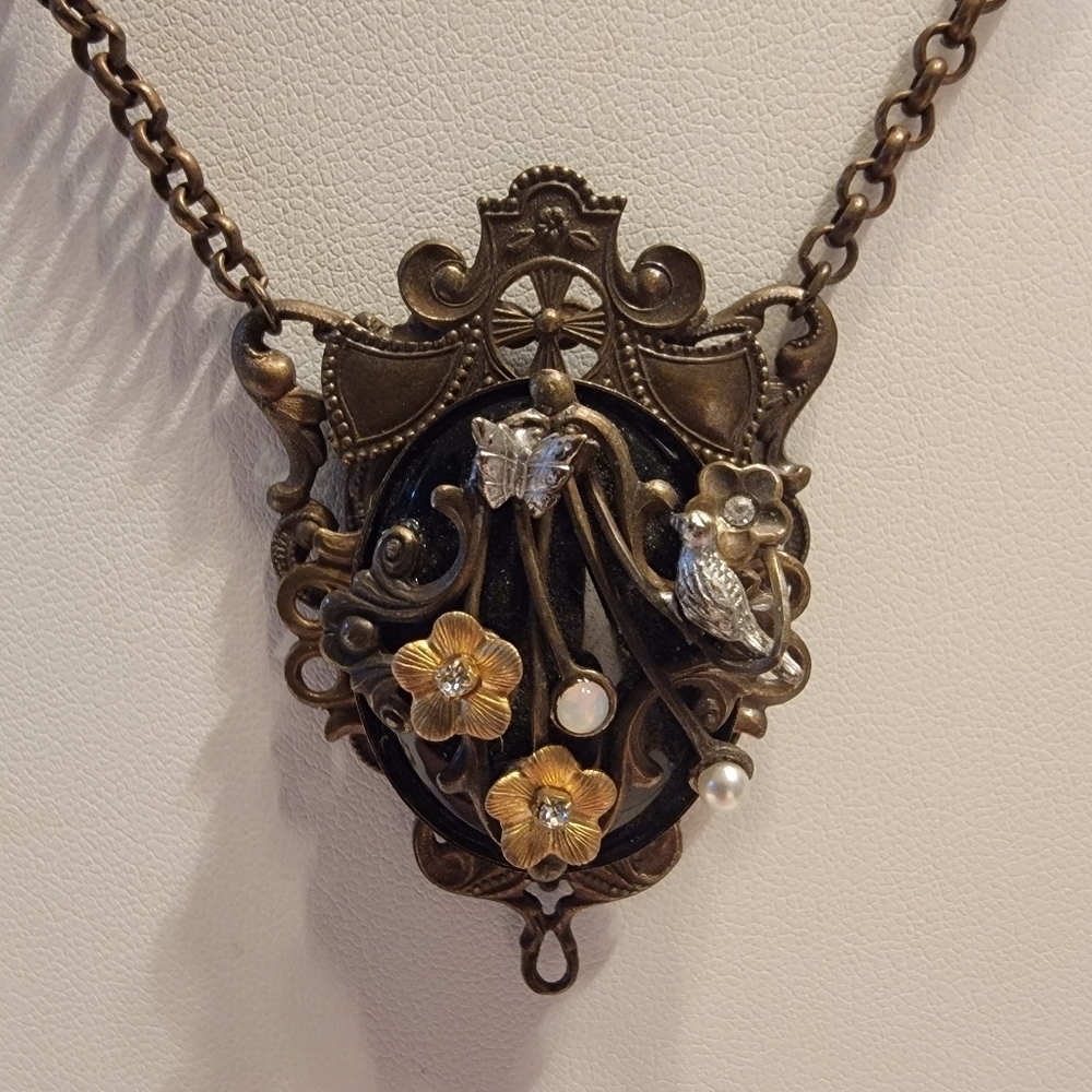 Sweet Romance Steam Punk Multi Media Necklace - Picture 2 of 6